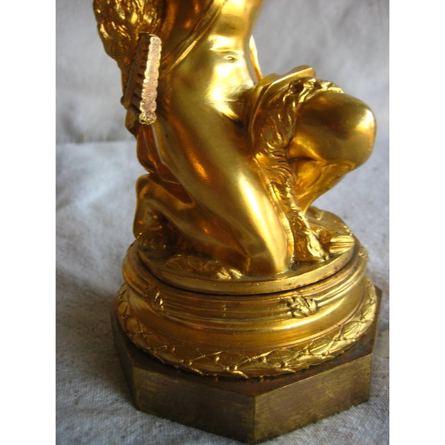 Mid 19th Century Mid 19th Century Pair of French Napoleon III Gilded Bronze Candlestick For Sale - Image 5 of 13