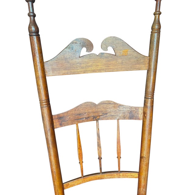 19th Century New England Rush Seat Ladder Back Chair For Sale - Image 10 of 11