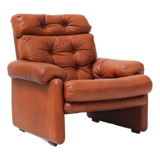 Coronado Lounge Chair in Brown Leather by Tobia Scarpa for B&B Italia, Italy, 1960s For Sale