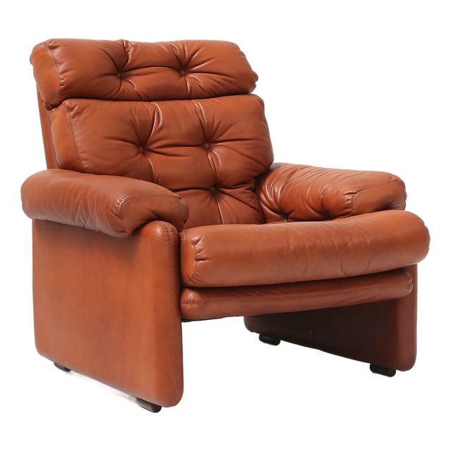 Coronado Lounge Chair in Brown Leather by Tobia Scarpa for B&B Italia, Italy, 1960s For Sale