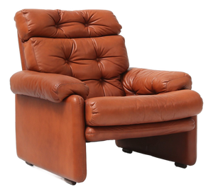 Coronado Lounge Chair in Brown Leather by Tobia Scarpa for B&B Italia, Italy, 1960s