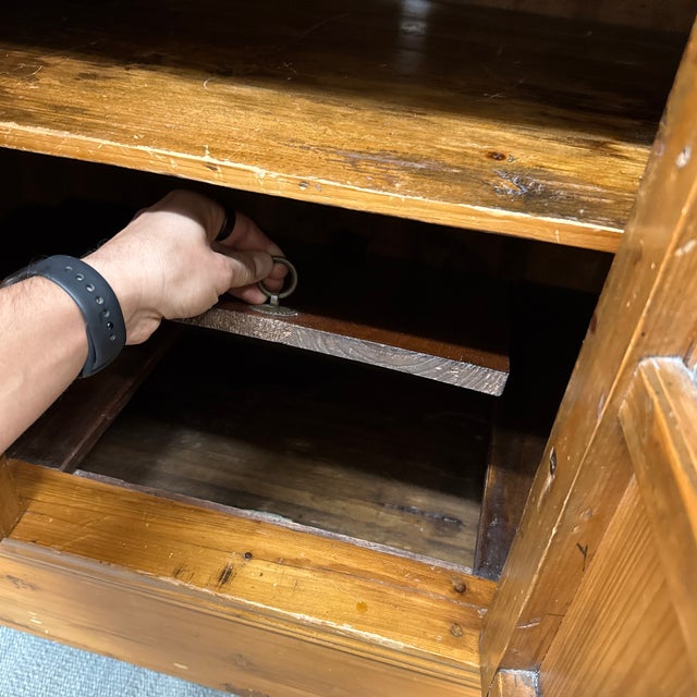 Mid 20th Century Vintage Elmwood Storage Cabinet With Hidden Compartment For Sale - Image 5 of 12