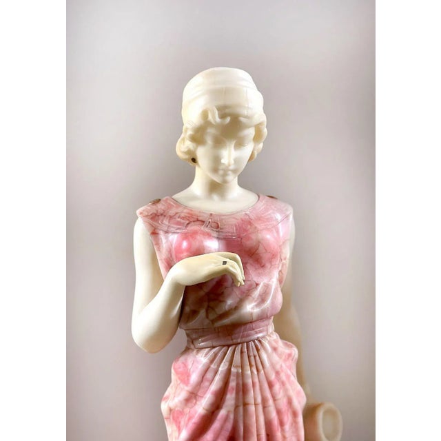 Late 19th Century Late 19th Century Italian Marble & Alabaster Sculpture With Pedestal For Sale - Image 5 of 8
