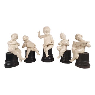 Late 19th Century Earthenware Musician Cherubs, Set of 5 For Sale