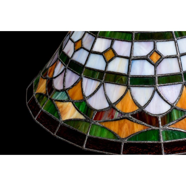 Antique Tiffany Style Lamp Shade Glass Large 13.5" Excellent For Sale - Image 11 of 12