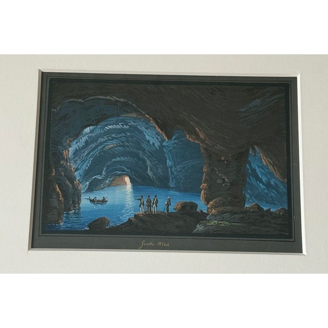 Blue A Pair of Gouaches Depicting the Blue Grotto For Sale - Image 8 of 12