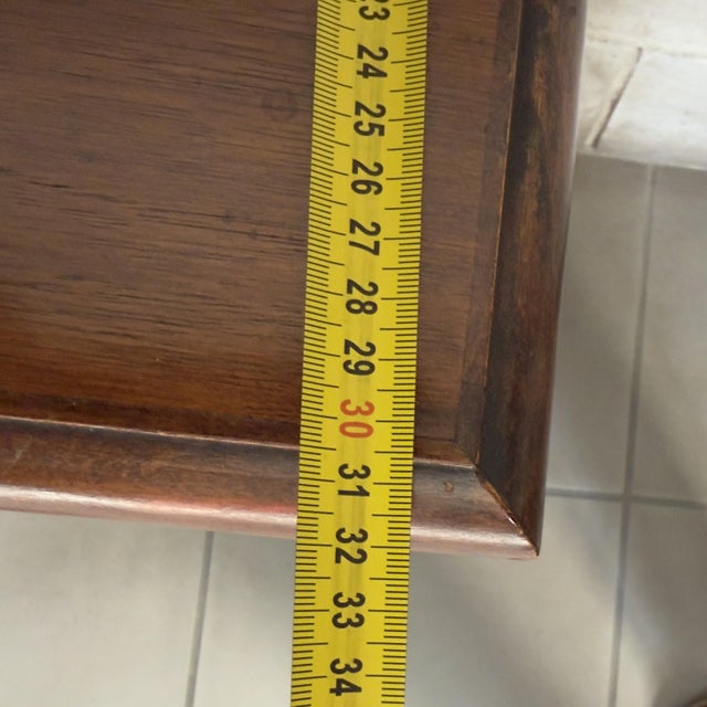 Vintage Wood Refectory Console Table with Drawer and Lyre Legs For Sale - Image 9 of 11