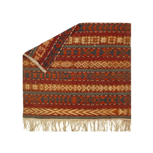 Turkish Kilim Handmade Hand-woven. Lamb's Wool on a Wool Foundation. Hand-Spun Wool Rug. Vegetable Dyed.