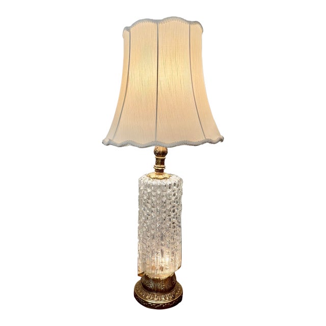 Murano Glass Lamp With Brass Base For Sale