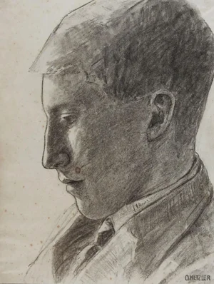 Vintage Portrait Drawing of Young Man
