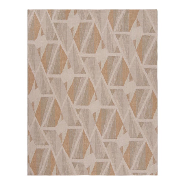 Rug & Kilim’s Scandinavian Style Geometric Rug in Beige, White and Terracotta 12x15 For Sale