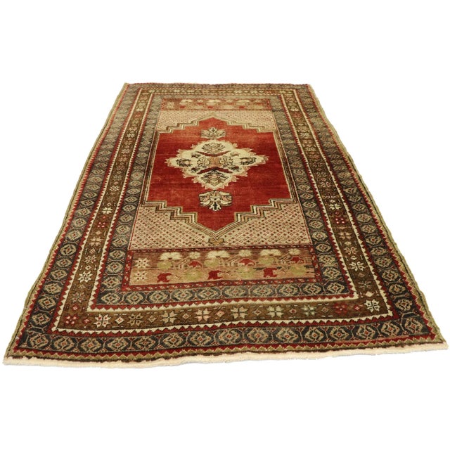 Traditional Vintage Turkish Oushak Rug - 03'06 X 05'06 For Sale - Image 3 of 8