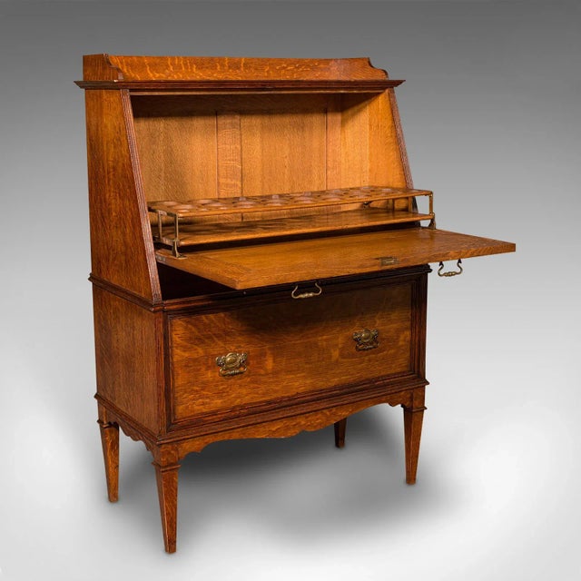 1900s Antique Victorian English Oak Metamorphic Drink Cabinet For Sale - Image 13 of 13