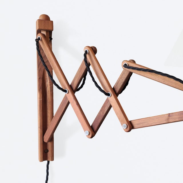 Small Scissor Concertina Wall Lamp by Erik Hansen, 1960s For Sale - Image 3 of 8