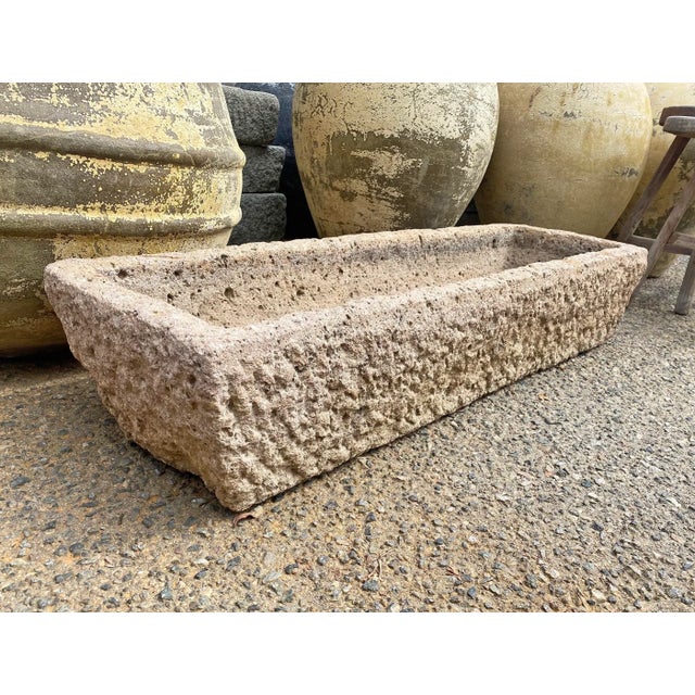 Contemporary Vintage Old Granite Chiseled Outdoor Trough / Planter For Sale - Image 3 of 7