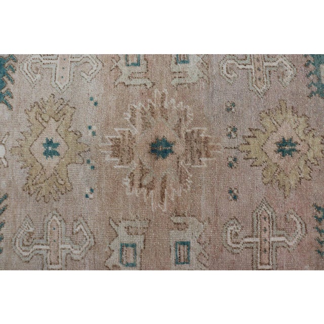 Textile Turkish Oushak Vintage in Variation of Muted Colors, Tan, Pink, Teal & Lt. Brown 2'5"x4'2" For Sale - Image 7 of 9