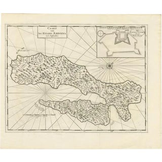 Antique Map of Ambon with Inset of the Victoria Castle, Moluku, Indonesia, 1726 For Sale