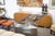 Contemporary Custom Made Beige Laminate and Chrome Striped Credenza Sideboard For Sale - Image 3 of 7