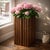 Solid Wood Slatted Planter Box 11x11x24 For Sale - Image 4 of 8