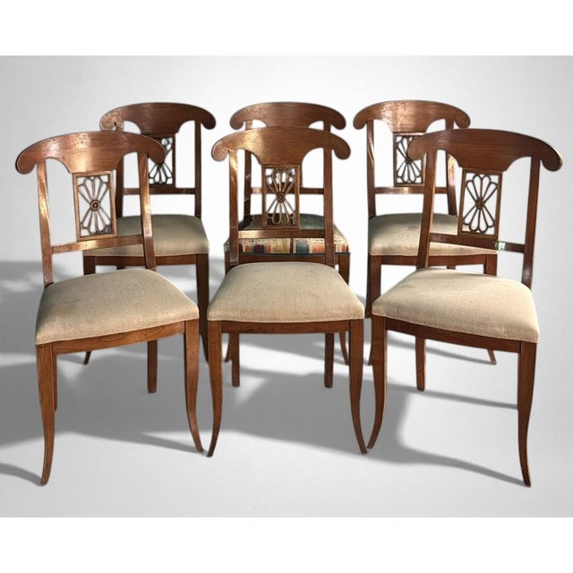 Biedermeier Early 20th Century Biedermeier Style Set of Six Austrian Chairs For Sale - Image 3 of 18
