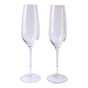 Tiffany & Co Crystal Champagne Flutes Glasses, Pair