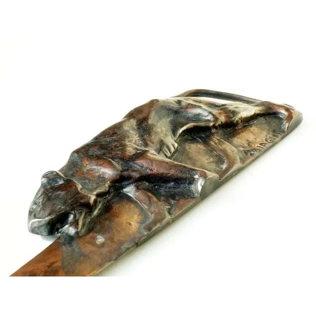Art Deco Italian Bronze Panther Paper Knife by Alfredo Biagini, 1920 For Sale - Image 3 of 8