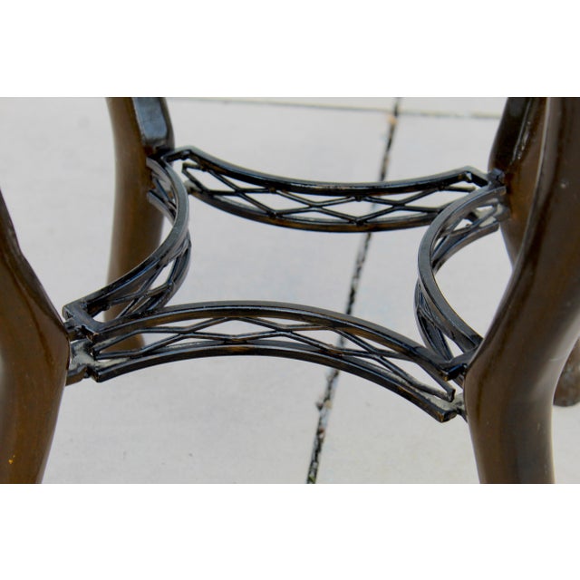 Mid-Century Egyptian Revival Style Round Stone-Top Accent Table With Sculptural Winged Griffins. For Sale - Image 11 of 12
