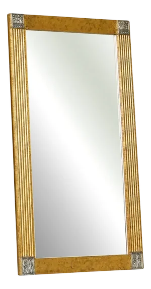 Large Art Deco Mirror in Patinated Brass with Facetted Mirror Glass, 1960s