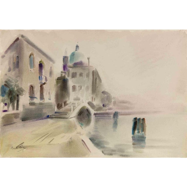 Carlo Ravagnan, View of Burano La Giudecca in Venice, Watercolor, 1973 For Sale