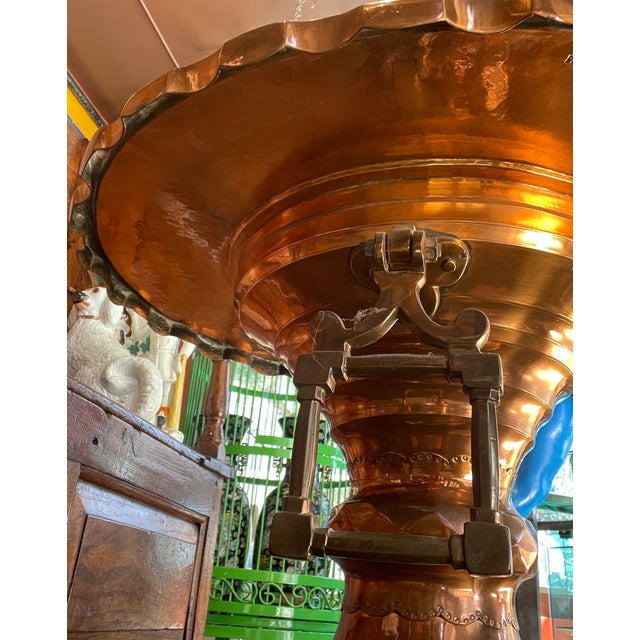 Metal Antique Copper Brazier For Sale - Image 7 of 9