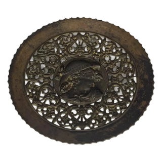Art Nouveau Bronze Maiden Plate: Repousse Wall Plaque For Sale