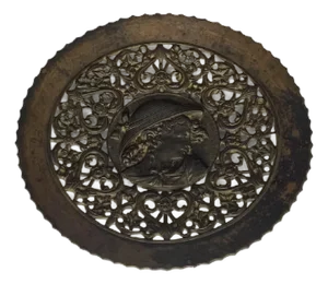 Art Nouveau Bronze Maiden Plate: Repousse Wall Plaque