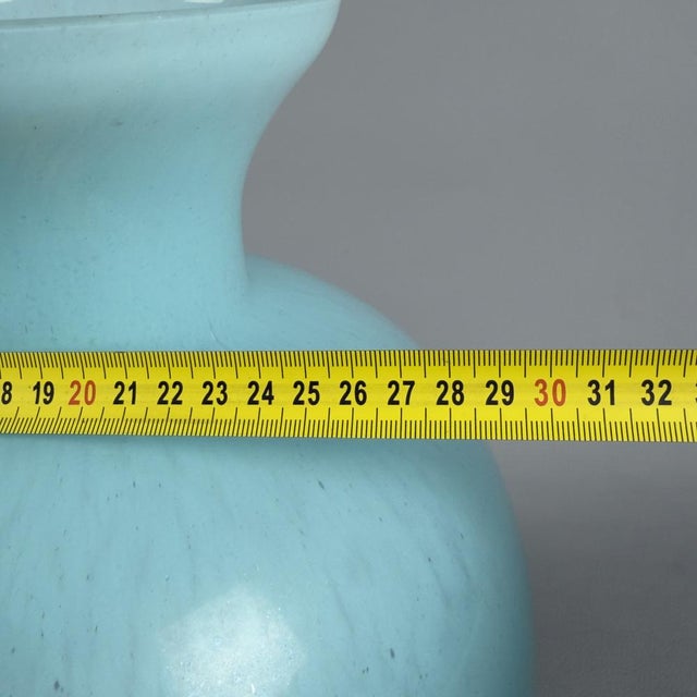 Large Vintage Murano Glass Vase with Spotted Blue Detailing, 1970s For Sale - Image 9 of 11