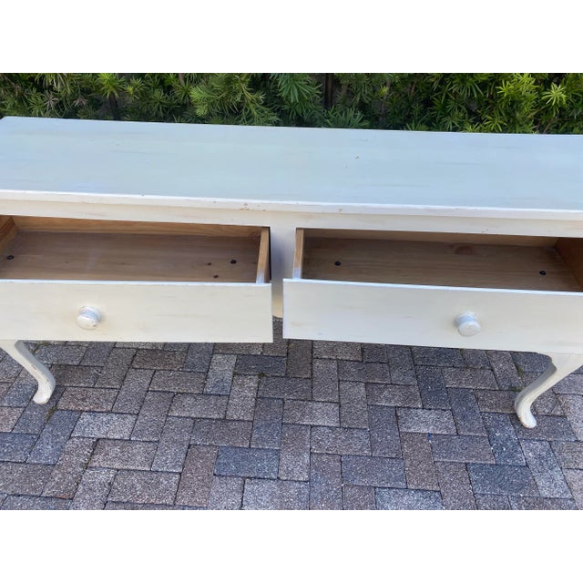 Large French Country Console Table Distress Blanche For Sale - Image 10 of 10