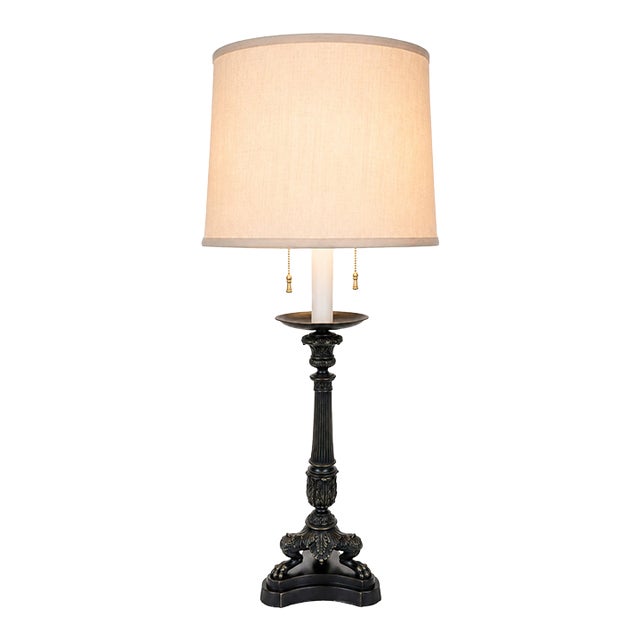 French Empire, Bronze Dual-Light Classical Table Lamp For Sale