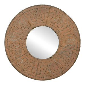 Antique Spanish Copper Brazier Round Mirror