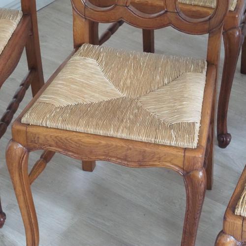 Vintage French Dining Chairs with Woven Seats, Set of 8 For Sale - Image 9 of 17