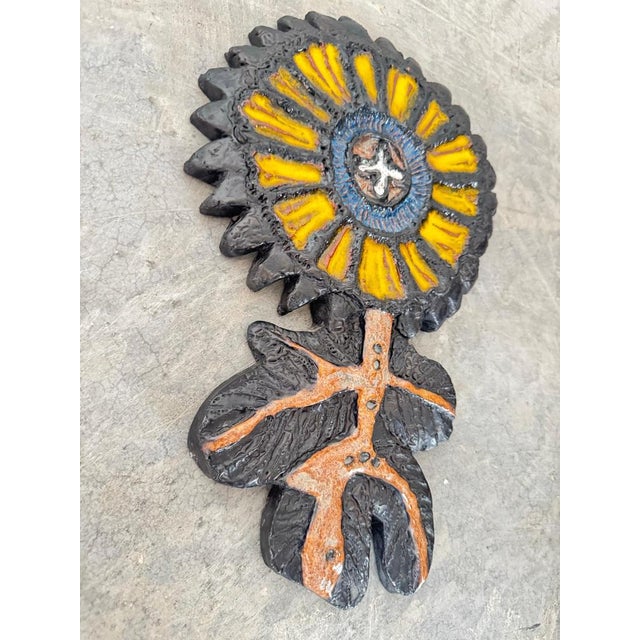 Ceramic Flower Wall Sculpture by Elisabeth Vandeweghe for Perignem, 1960s For Sale - Image 3 of 12