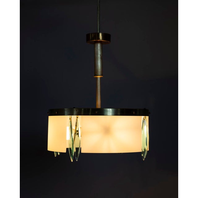 1950s Vintage Blue Glass and Crystal Pendant Light, Italy, 1950s For Sale - Image 5 of 16