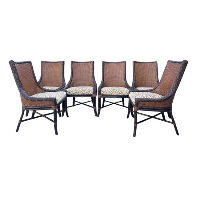 Palm Beach Double Cane Rattan Dining Chairs by Artistica, Set of 6 | Naples Style For Sale