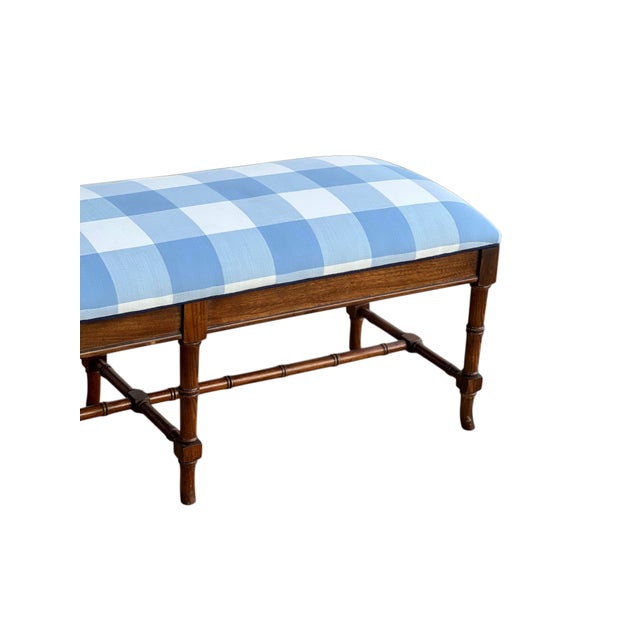 English Faux Bamboo Bench in Serena & Lily For Sale - Image 6 of 11