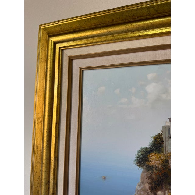 Vintage "Vico Equense" Italy Mediterranean Impressionist Oil Painting on Canvas - Framed For Sale - Image 12 of 15
