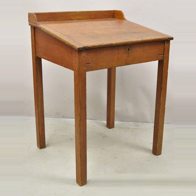 19th Century Antique Primitive Colonial Cherry Walnut Tall Schoolmaster