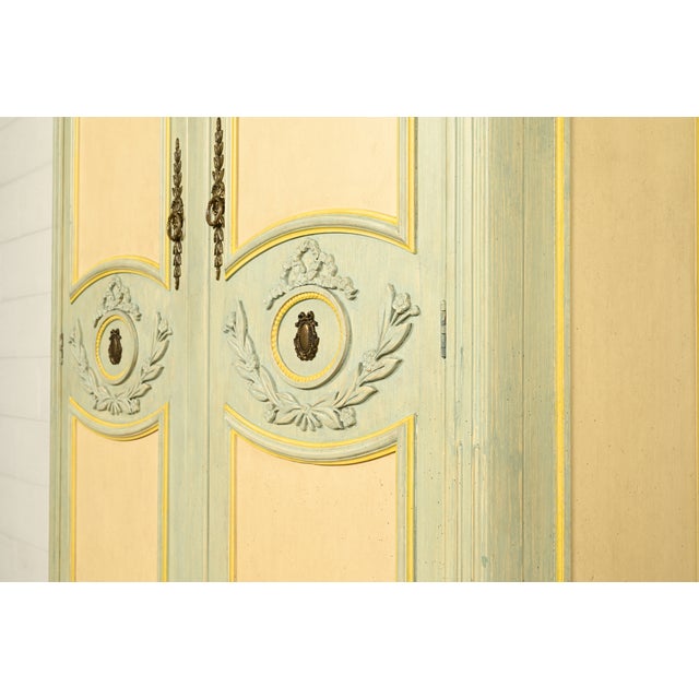 Baker Furniture French Regency Louis XVI Cream Lacquered Armoire Dresser or Linen Press, Circa 1960s For Sale - Image 9 of 16