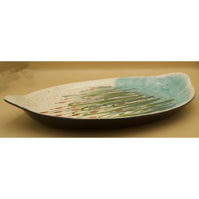 Pair of Signed Jobi Studio Pottery Platters, Cape Cod, Mid-Century Modern For Sale - Image 4 of 8