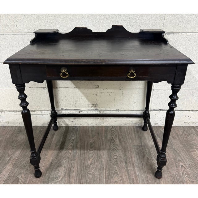 Early 20th Century Vintage William & Mary Revival Mahogany Writing Desk For Sale - Image 5 of 13