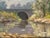 Autumn Foliage Landscape With a Stream and Bridge Oil on Board Painting For Sale - Image 4 of 6