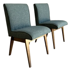 Newly Reupholstered Walnut Chairs by Stanley Young for Glenn of California - A Pair