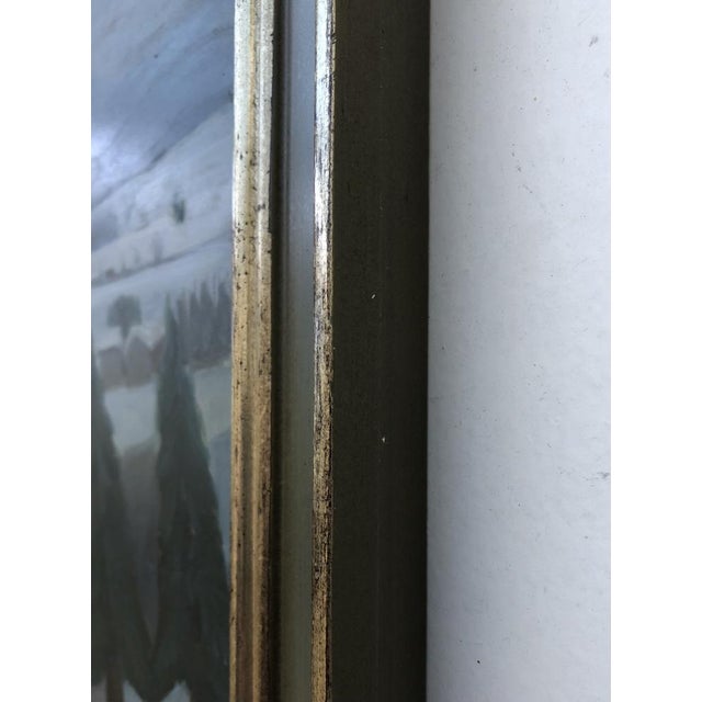 Albert Joseph Januarius Di Décarli, Paysage d'un village enneigé, Oil on Wood, Framed For Sale - Image 7 of 9