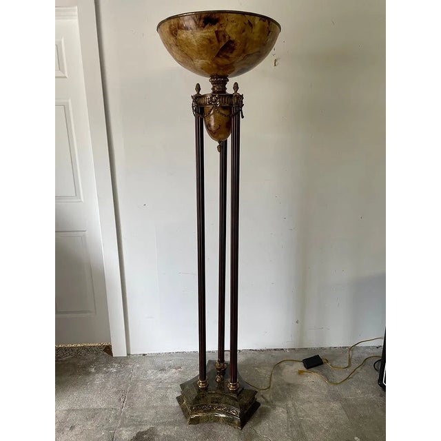 Neoclassical 1970s Art Lamps Torchiere Floor Lamp Neoclassical Greek Roman Columns For Sale - Image 3 of 6